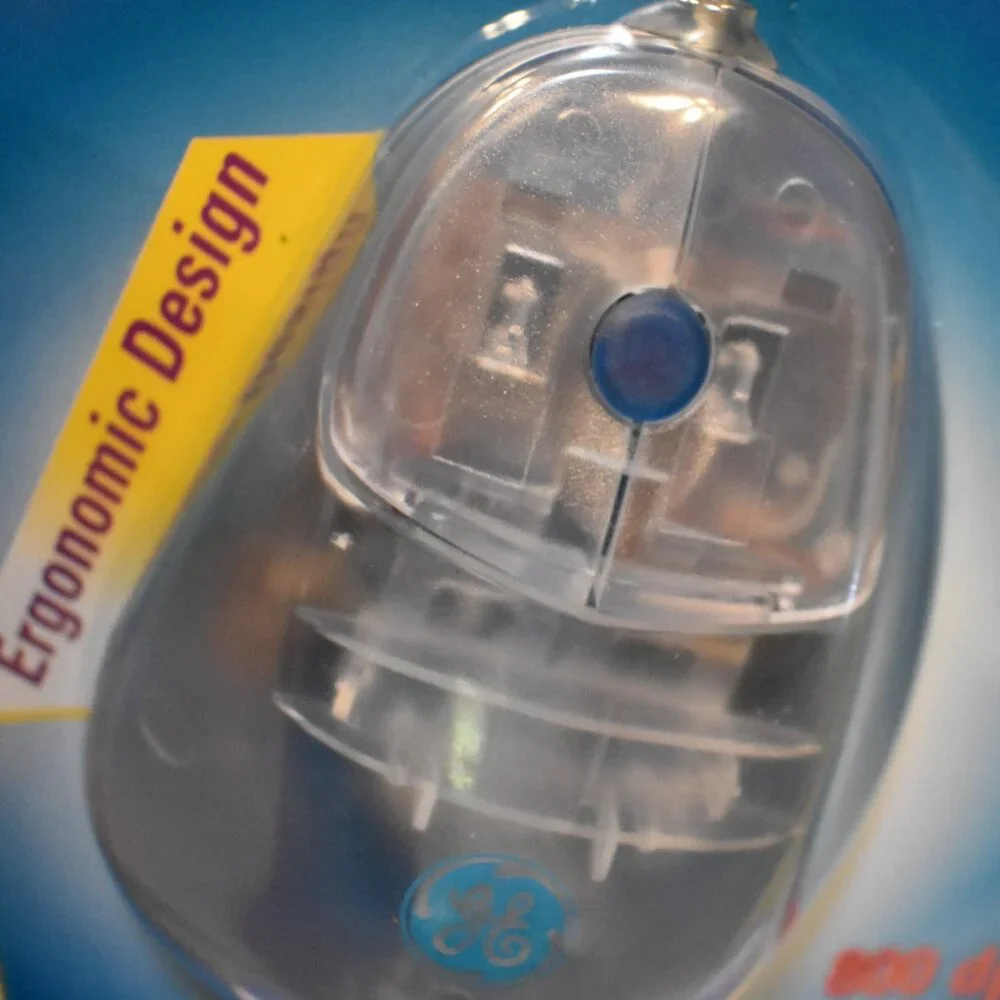 GE Web Mouse Clear Ergonomic 800 DPI Track Ball Mouse H097765 New Sealed